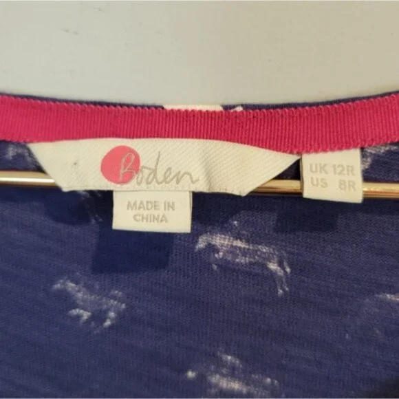 Boden | Phoebe Jersey Horse Printed Equestrian Dress Navy Blue - Picture 4 of 8